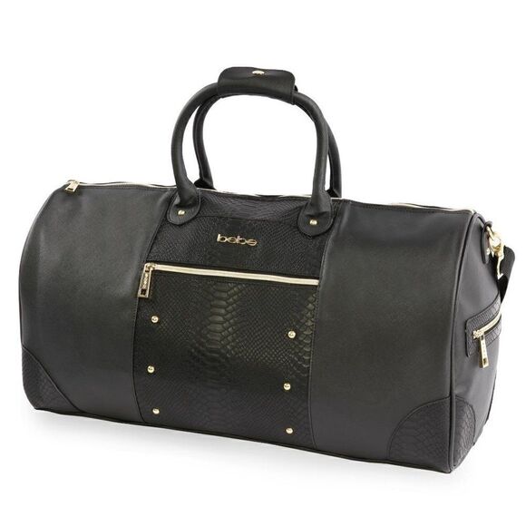 BEBE Ellisa 22" Duffle Bag Inch Weekend Travel Bag in Black/Gold, purse, bag - Picture 1 of 6